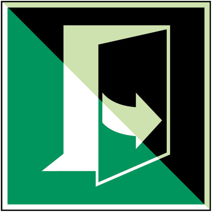 ISO Safety Sign  Door opens by pulling on the lefthand side