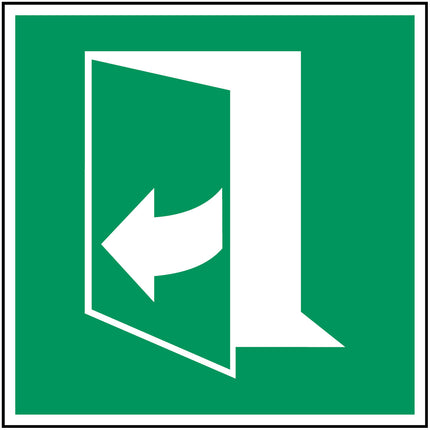 ISO Safety Sign  Door opens by pulling on the righthand side