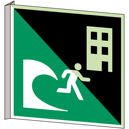 ISO Safety Sign  Tsunami evacuation building