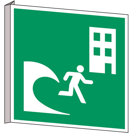 ISO Safety Sign  Tsunami evacuation building