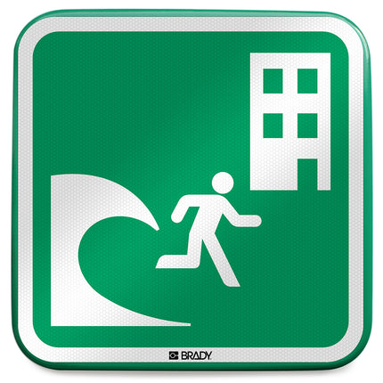 ISO Safety Sign  Tsunami evacuation building