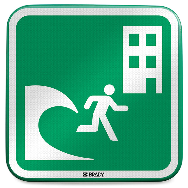 ISO Safety Sign  Tsunami evacuation building