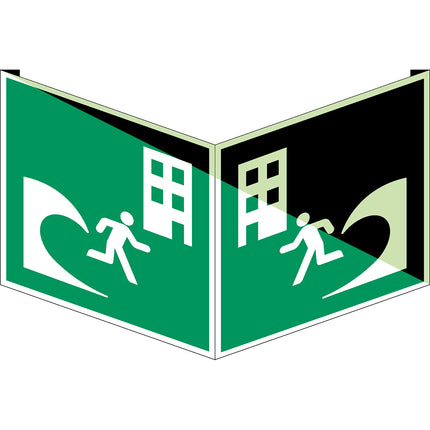 ISO Safety Sign  Tsunami evacuation building