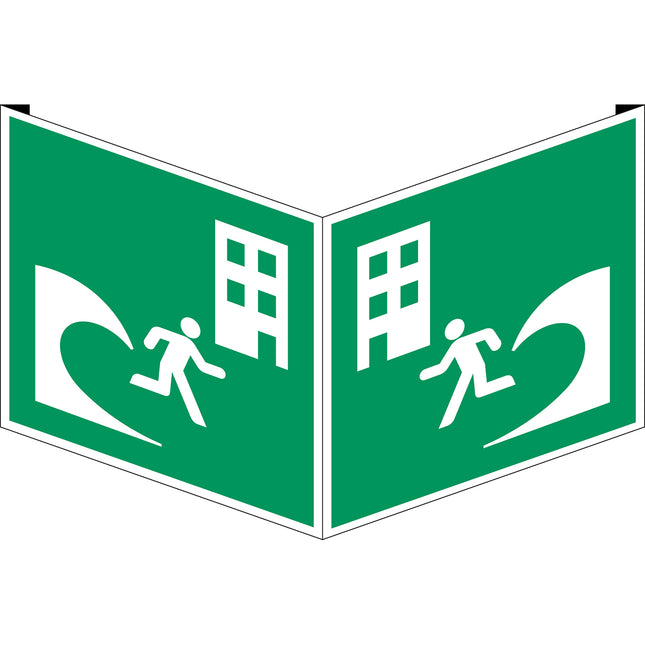 ISO Safety Sign  Tsunami evacuation building