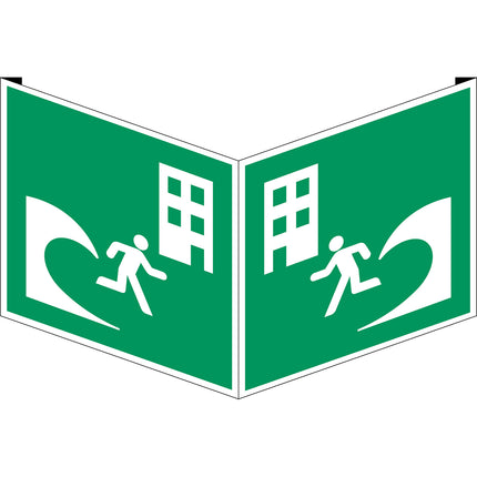 ISO Safety Sign  Tsunami evacuation building