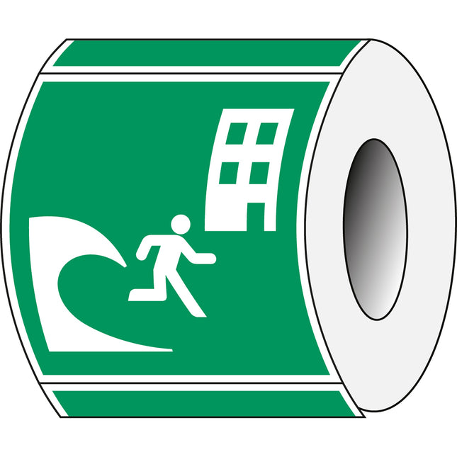 ISO Safety Sign  Tsunami evacuation building