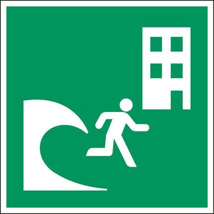 ISO Safety Sign  Tsunami evacuation building