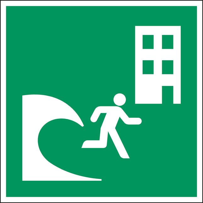 ISO Safety Sign  Tsunami evacuation building