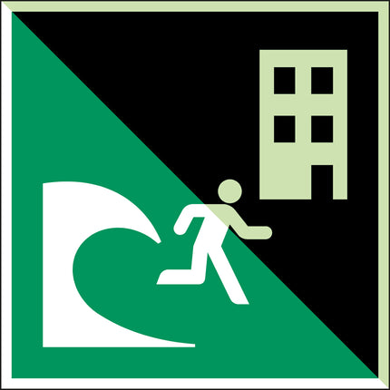 ISO Safety Sign  Tsunami evacuation building