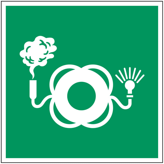 ISO Safety Sign  Lifebuoy with light and smoke