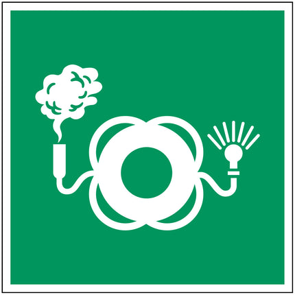 ISO Safety Sign  Lifebuoy with light and smoke