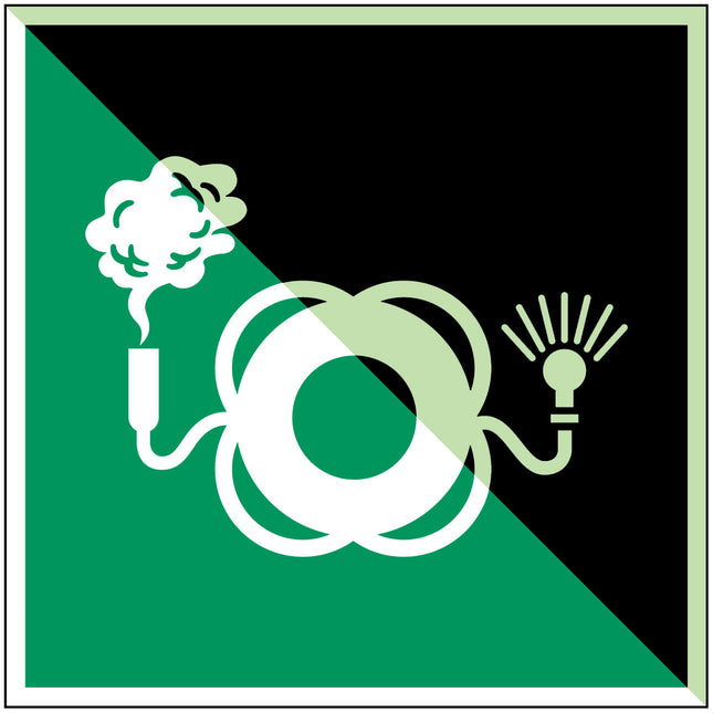 ISO Safety Sign  Lifebuoy with light and smoke