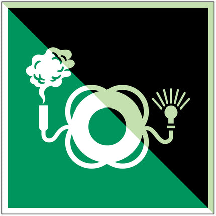 ISO Safety Sign  Lifebuoy with light and smoke