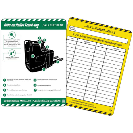 Rideon Pallet Truck Tag Insert