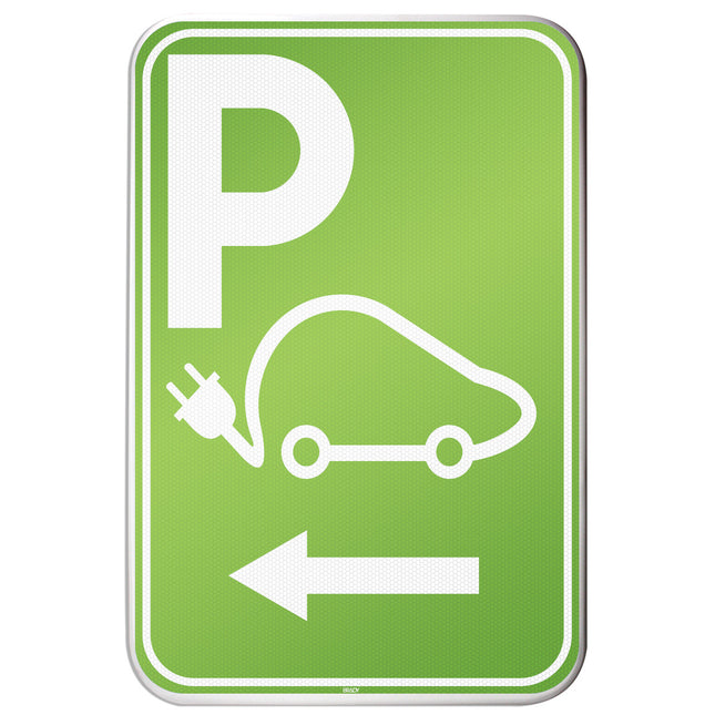 Electrical Vehicle Parking Sign  Parking space reserved for charging your car electrically  Direction left