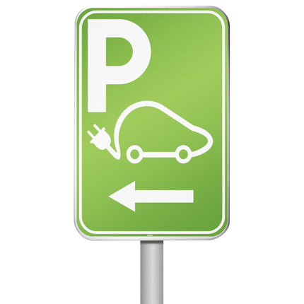 Electrical Vehicle Parking Sign  Parking space reserved for charging your car electrically  Direction left