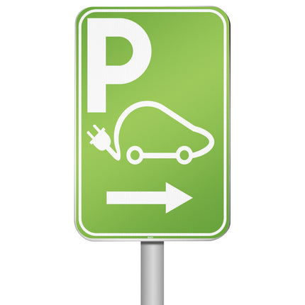 Electrical Vehicle Parking Sign  Parking space reserved for charging your car electrically  Direction right