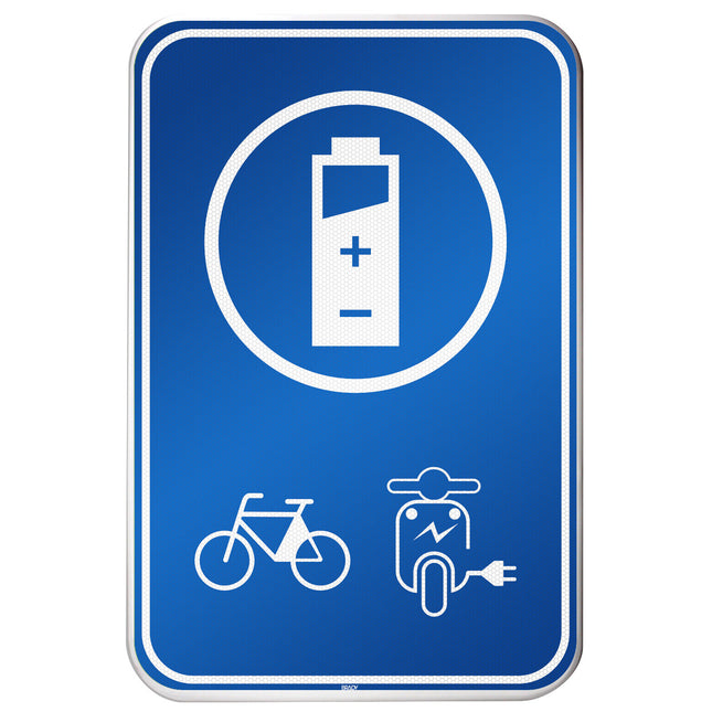 Electrical Vehicle Parking Sign  Parking space reserved for charging your bike or scooter electrically