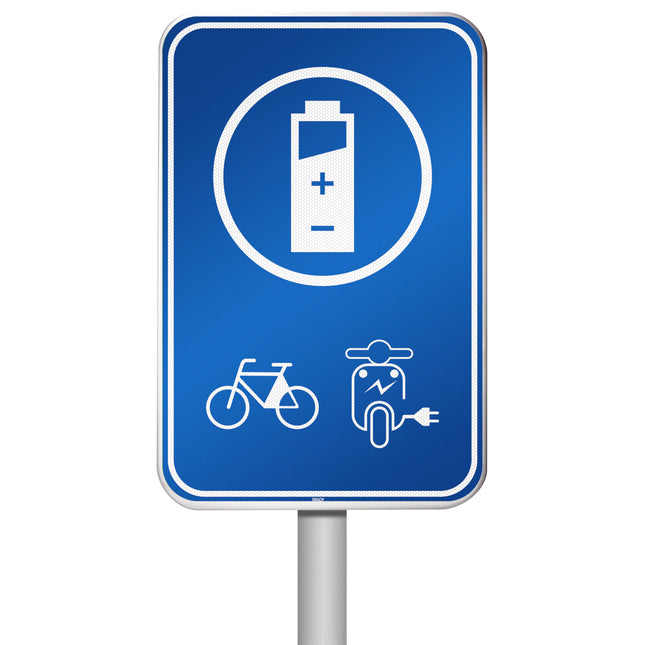 Electrical Vehicle Parking Sign  Parking space reserved for charging your bike or scooter electrically