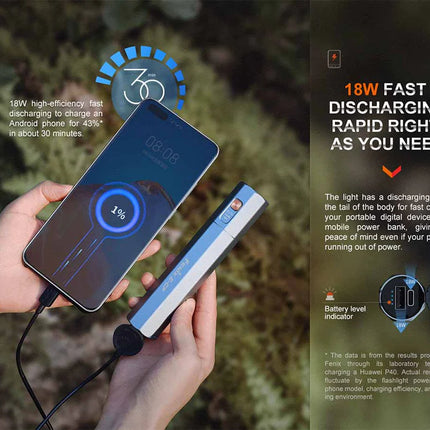 كشاف يدوي Fenix E-CP قابل للشحن مع بنك طاقة | أزرق