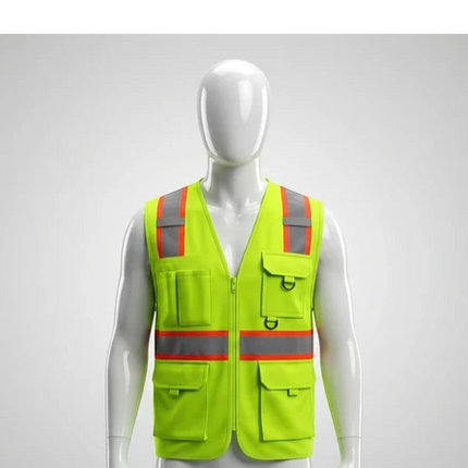 High-Visibility Yellow and Orange Safety Vest D002A