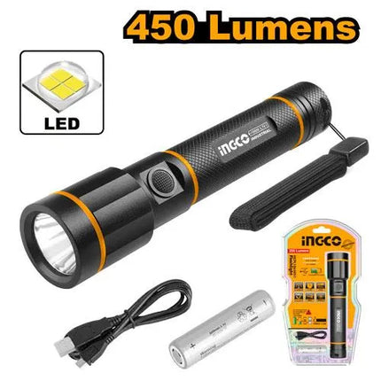 INGCO Rechargeable Flashlight 450 lm | HCFL1865051
