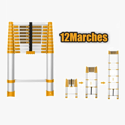 INGCO Telescopic Ladder 12 Step Aluminum Professional Grade