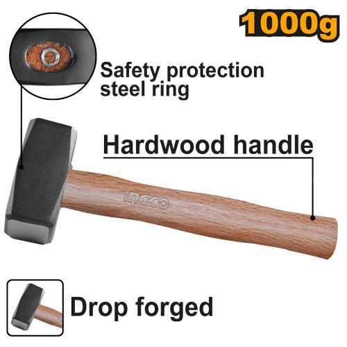 INGCO HSTH041000 Sledgehammer 1kg Wooden Handle