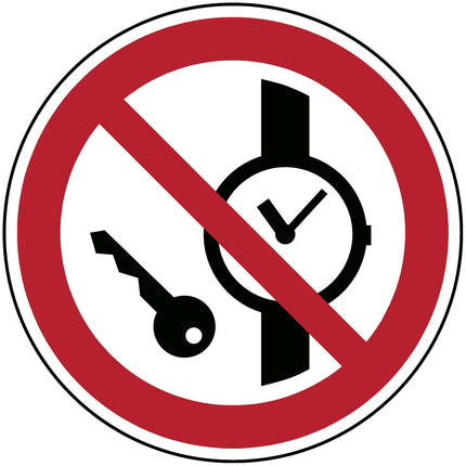 ISO Safety Sign  No metallic articles or watches
