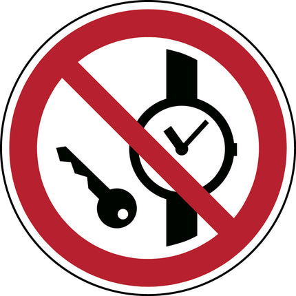ISO Safety Sign  No metallic articles or watches