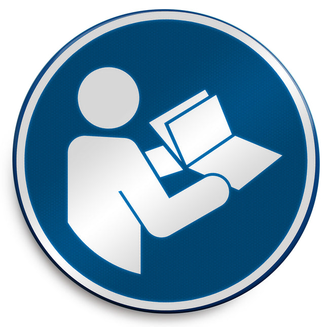 ISO Safety Sign  Refer to instruction manual booklet