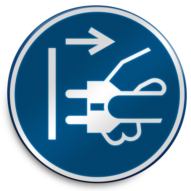 ISO Safety Sign  Disconnect mains plug from electrical outlet