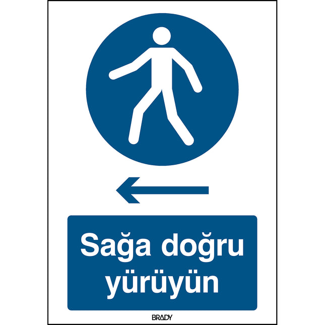 ISO Safety Sign  Use this walkway Walk left