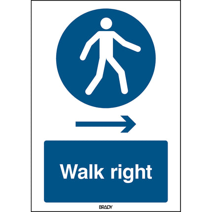 ISO Safety Sign  Use this walkway Walk right