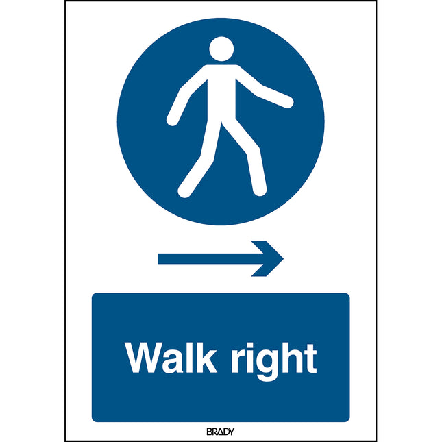 ISO Safety Sign  Use this walkway Walk right