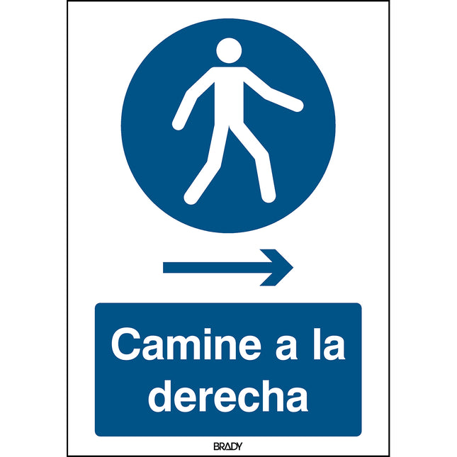 ISO Safety Sign  Use this walkway Walk right