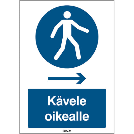 ISO Safety Sign  Use this walkway Walk right