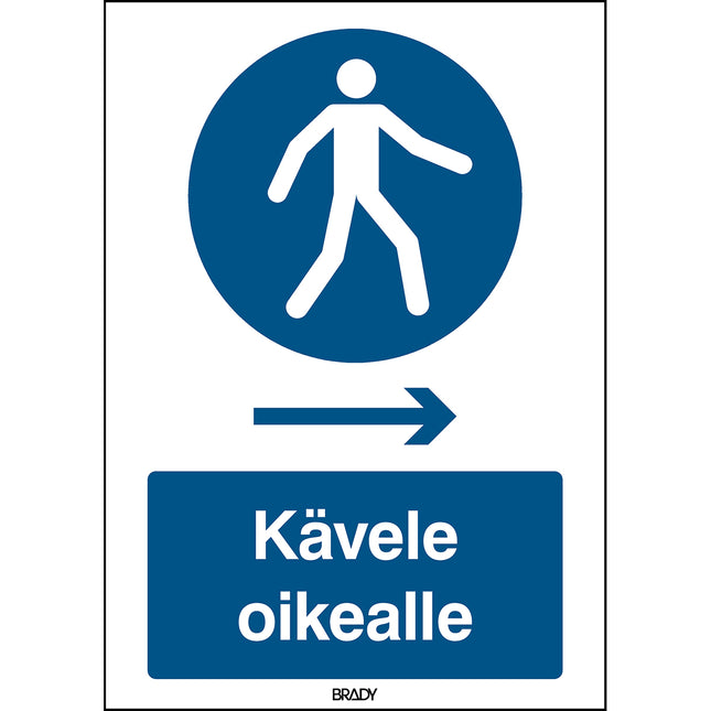 ISO Safety Sign  Use this walkway Walk right