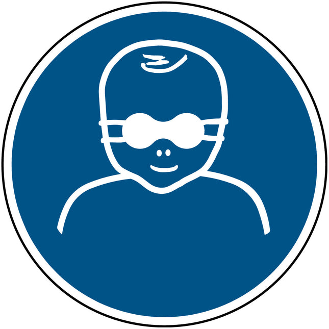 ISO Safety Sign  Infants must be protected with opaque eye protection