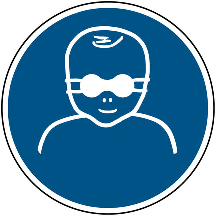 ISO Safety Sign  Infants must be protected with opaque eye protection