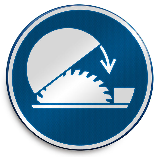 ISO Safety Sign  Use table saw adjustable guard