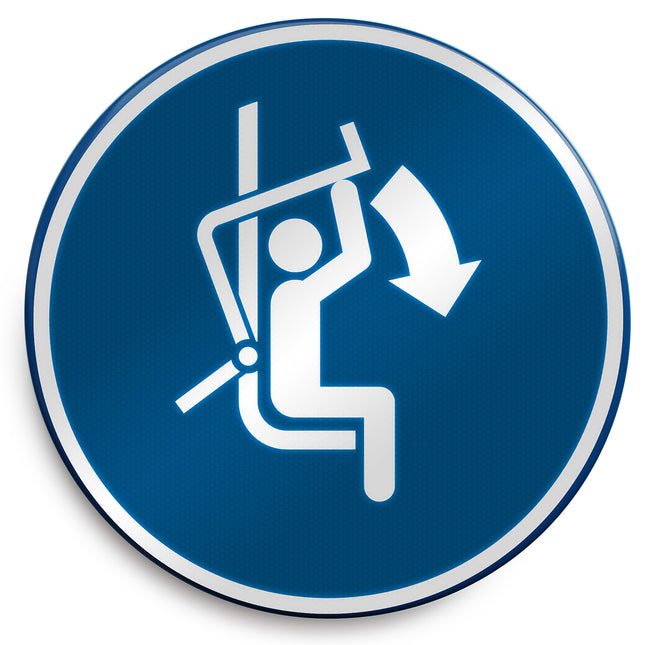 ISO Safety Sign  Close safety bar of chairlift