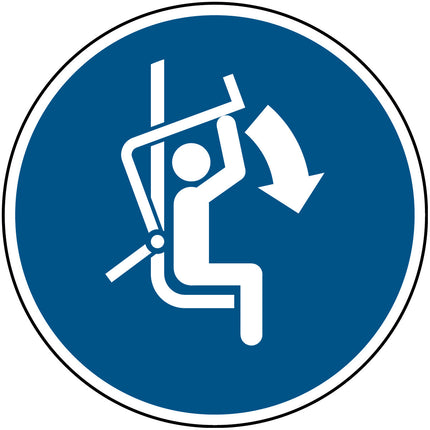 ISO Safety Sign  Close safety bar of chairlift