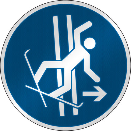 ISO Safety Sign  Immediately leave the towtrack in the event of falling