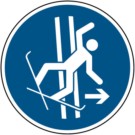 ISO Safety Sign  Immediately leave the towtrack in the event of falling
