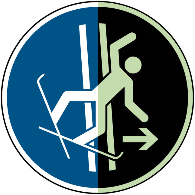 ISO Safety Sign  Immediately leave the towtrack in the event of falling