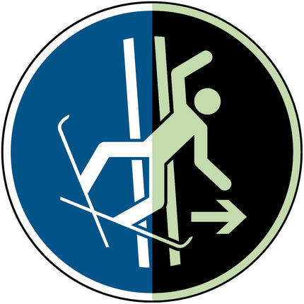 ISO Safety Sign  Immediately leave the towtrack in the event of falling
