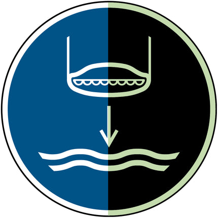 ISO Safety Sign  Lower lifeboat to the water in launch sequence