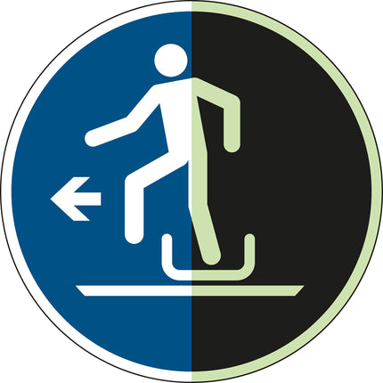 ISO Safety Sign  Alighting from toboggan to the left