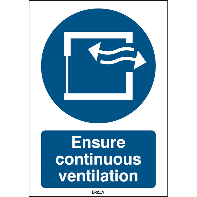 ISO Safety Sign  Ensure continuous ventilation 